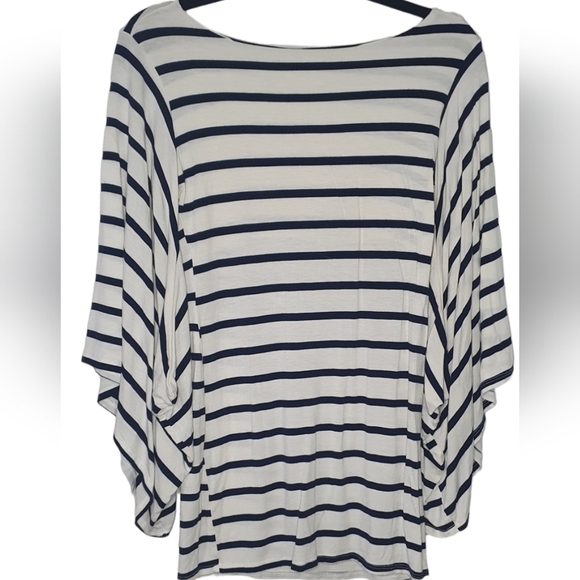 La Class Black & White Stripe 70's style‎ Bell-Sleeve Dress Size M - Picture 5 of 5